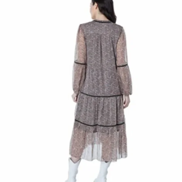 Lucky Brand Womens Bohemian Tiered Maxi Dress in black multi sz xs NWT - Picture 10 of 11